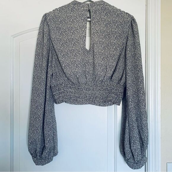 Sienna Sky Leopard Print Satin/Silk Cropped Blouse | Size: L - Picture 6 of 8